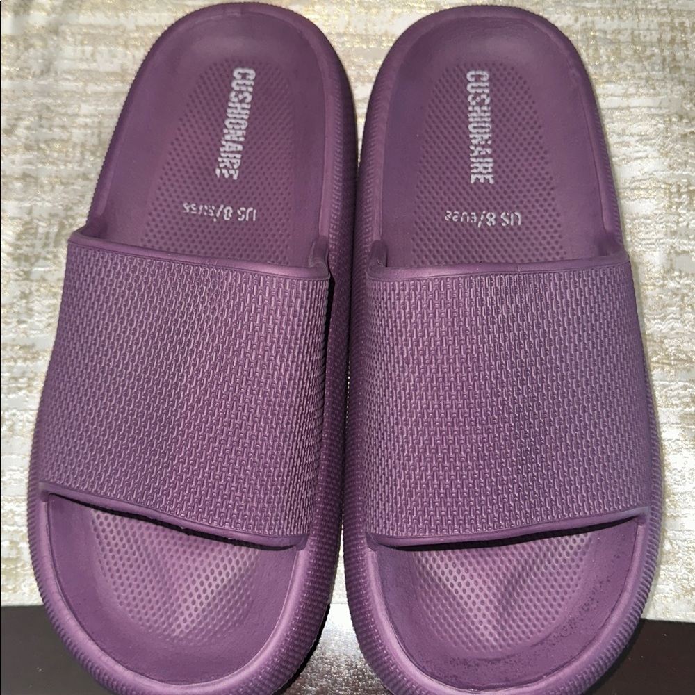 Cushionaire Purple Slide Sandals for Women